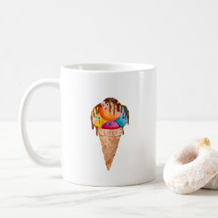 Caneca De Café Sorvete colorido em um cone crocante