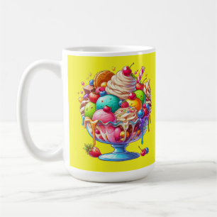 Caneca De Café Sorvete Colorido Sundae – Ilustração de Sobremesa 