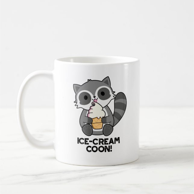 Caneca De Café Sorvete Coon Funny Animal Racoon Pun (Esquerda)