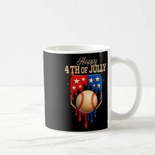 Caneca De Café Sorvete de beisebol Derrubando Patriótico Feliz 4º