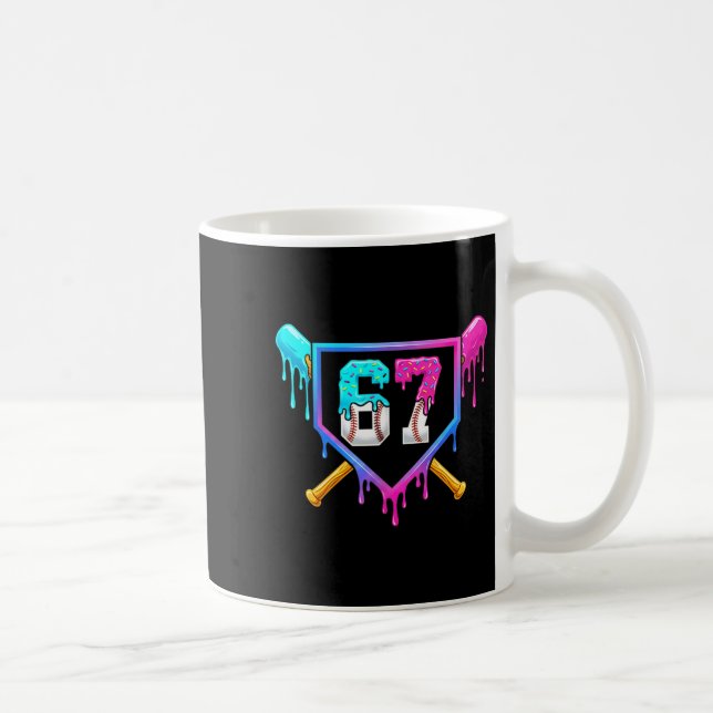 Caneca De Café Sorvete de Beisebol Drip 67 Seis Sete Meme Número  (Direita)