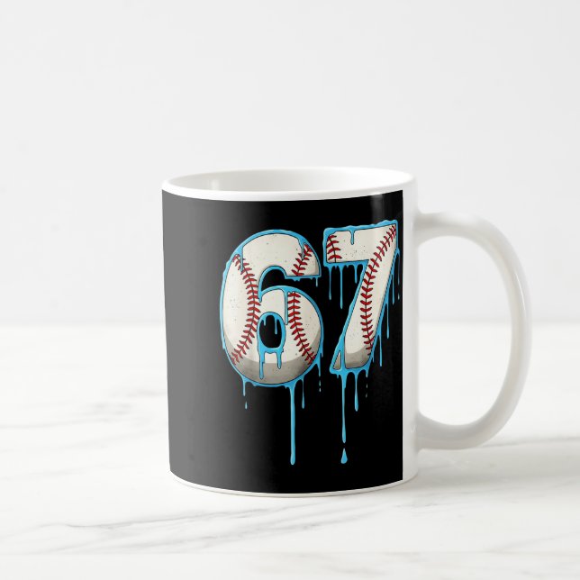 Caneca De Café Sorvete de Beisebol Drip 67 Seis Sete Meme Número  (Direita)