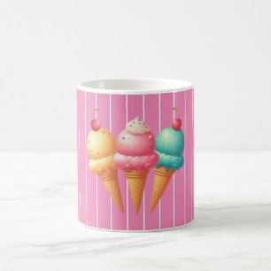 Caneca De Café Sorvete listrado rosa