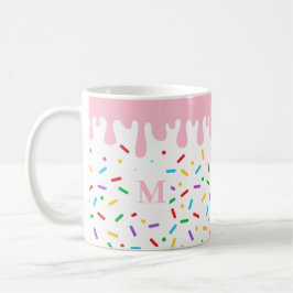 Caneca De Café Sorvete Monograma Pink Drives e Sprinkles