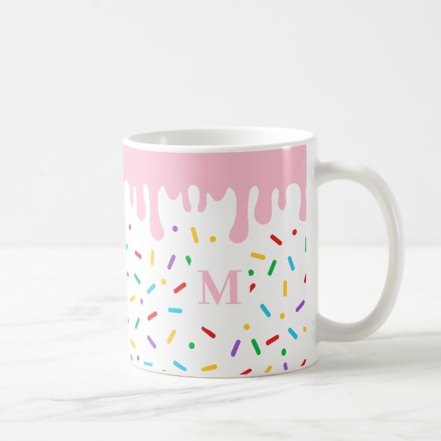 Caneca De Café Sorvete Monograma Pink Drives e Sprinkles (Direita)