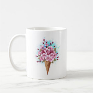Caneca De Café Sorvete Waffle Rosa Sakura Cone