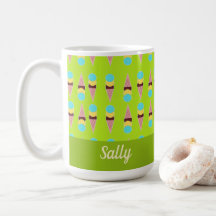 Sorvetes coloridos em verde