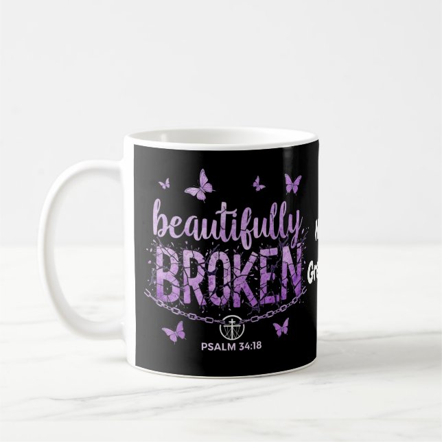 Caneca De Café SOS Maravilhosamente Quebrado Conscientizando e Ap (Esquerda)