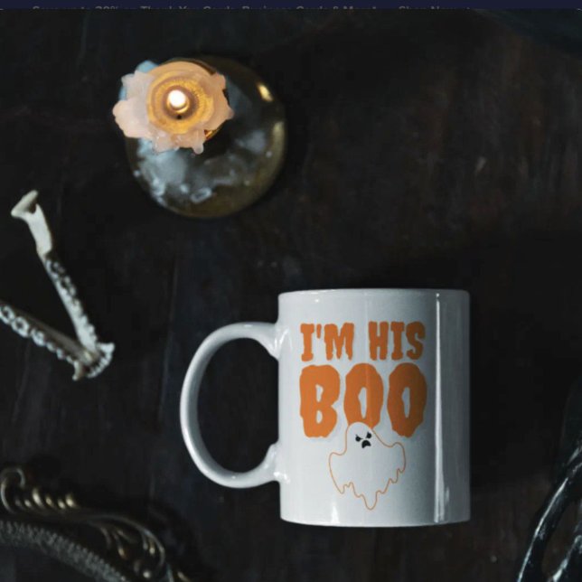 Caneca De Café Sou a Namorada Dele Fantasma Divertido do Hallowee (I'm His Boo Funny Ghost Halloween Wife Coffee Mug)