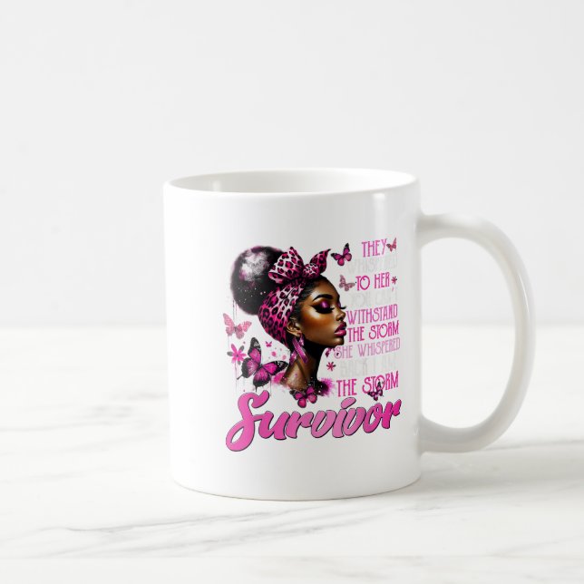 Caneca De Café Sou A Sobrevivente Cancer De Mama Negra (Direita)