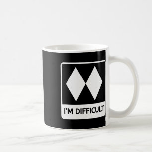 Caneca De Café Sou Difícil Funny Diamantes Duplos Pretos Esqui Ne