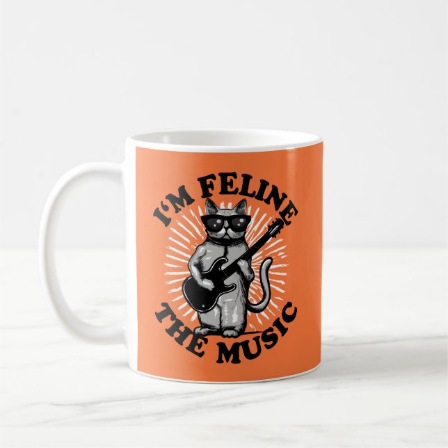 Caneca De Café Sou Feline The Music | Gato de guitarrista (Esquerda)
