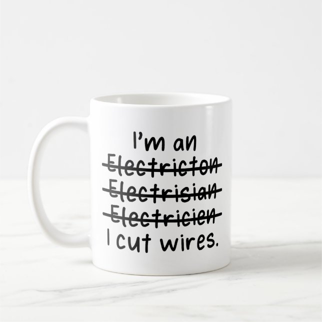 Caneca De Café Sou um eletricista, cortei fios (Esquerda)