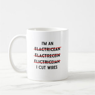 Caneca De Café Sou um eletricista que cortei fios, um eletricista