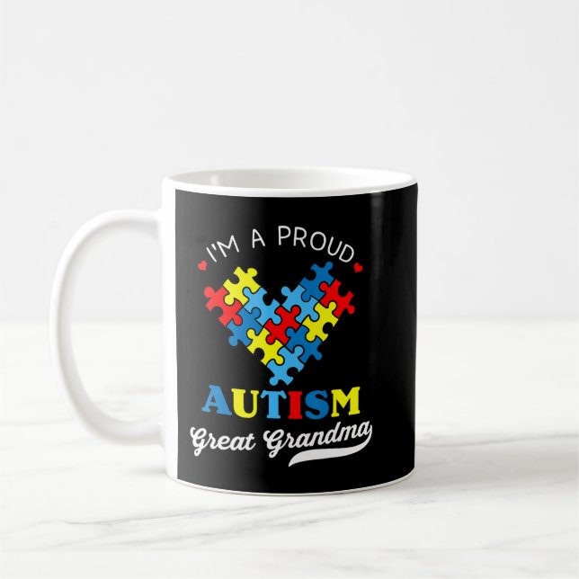 Caneca De Café Sou um Excelente Autismo orgulhoso vovó - Perfeito (Esquerda)