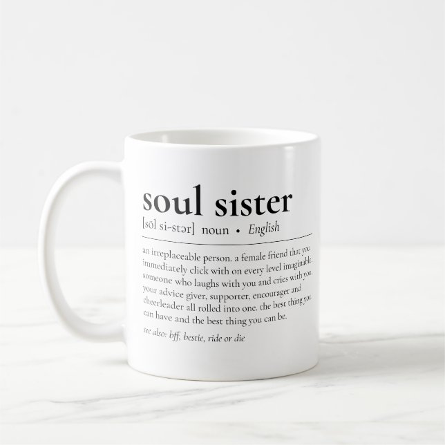 Caneca De Café Soul Sister Definition Significa Melhor Amigos Mug (Esquerda)
