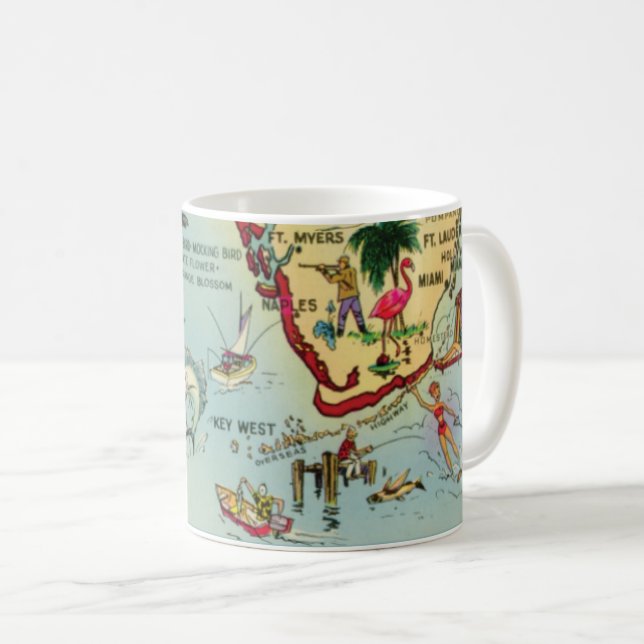 Caneca De Café South Florida Keys Map Mug (Frente Esquerda)