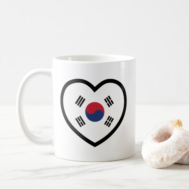 Caneca De Café South Korea Flag Heart (Com Donut)