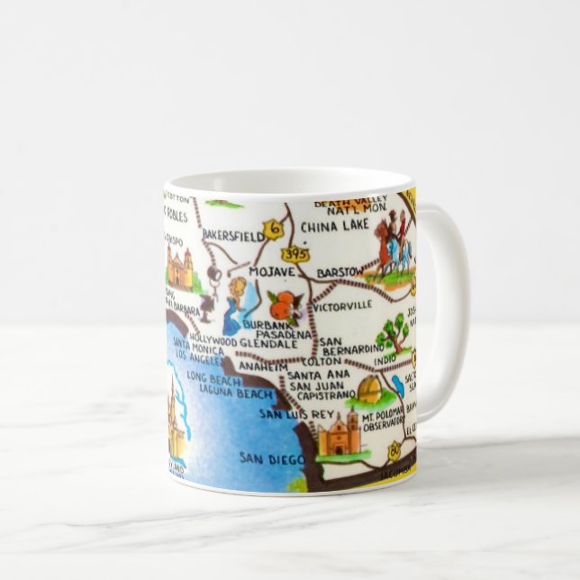 Caneca De Café Southern California Map Mug (Frente Esquerda)
