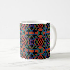 Caneca De Café Southwestern Symmetrical Tiled Pattern Line Art