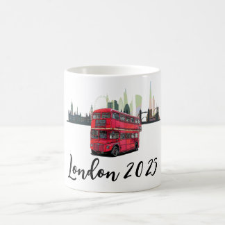 Caneca De Café Souvenir de Skyscape Red Bus em Londres Personaliz