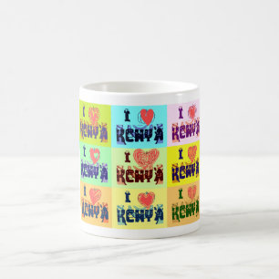 Caneca De Café Souvenir de Viagem do Quênia Impressão de Arte Pop