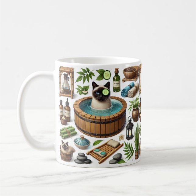 Caneca De Café Spa party for Siamese Cat Lovers  (Esquerda)