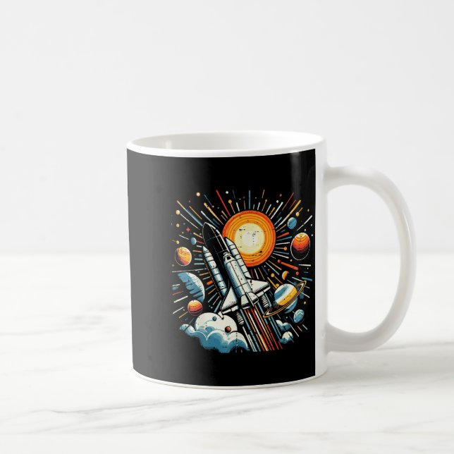 Caneca De Café Space Shuttle Sun Planets Rocket Galaxy Boys Kids  (Direita)
