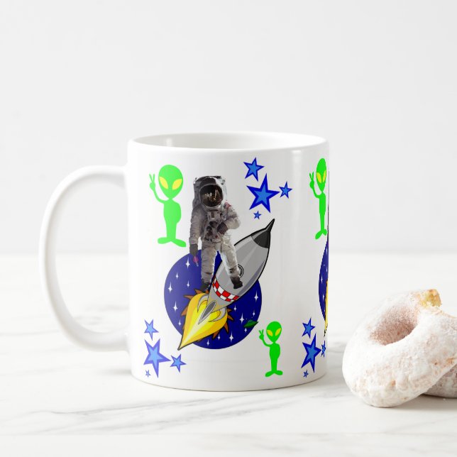 Caneca De Café Spaceship Astronauta Mug (Com Donut)