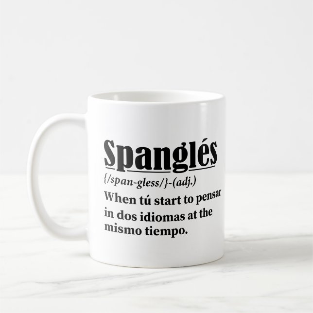 Caneca De Café Spanglés Funny Definição Bilíngue (Esquerda)