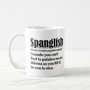 Caneca De Café Spanglish Funny Definition espanhol inglês