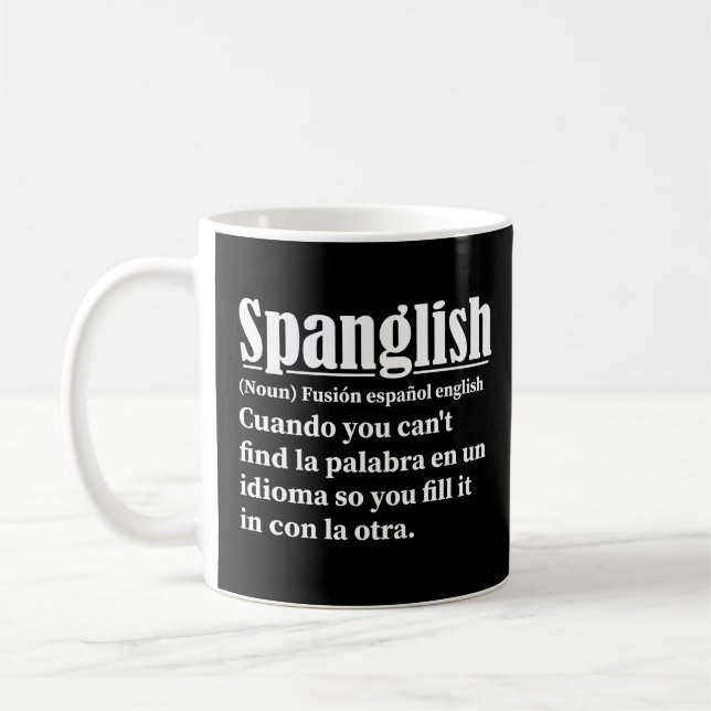 Caneca De Café Spanglish Funny Definition espanhol inglês (Esquerda)