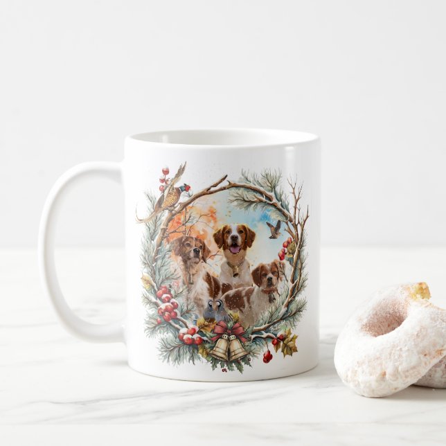 Caneca De Café Spaniel da Bretanha (Com Donut)