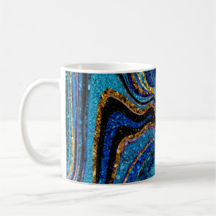 Caneca De Café Sparkle Glam Glitter - Marble art Blue Café