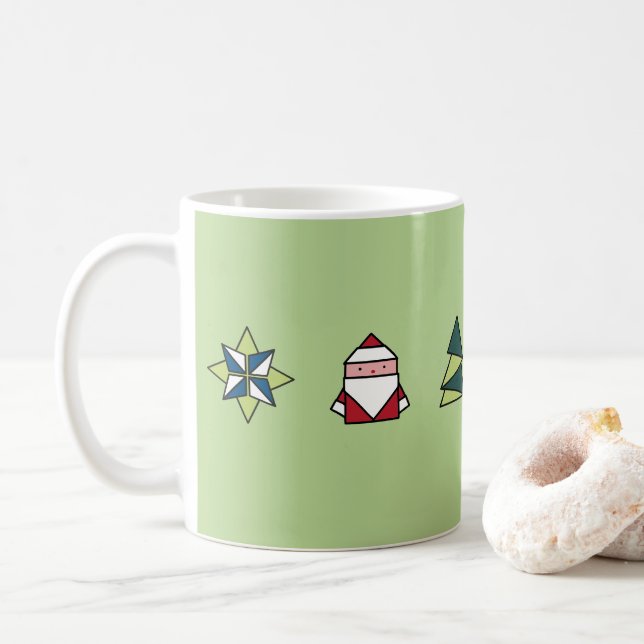 Caneca De Café Spearmint Origami Natal (Com Donut)