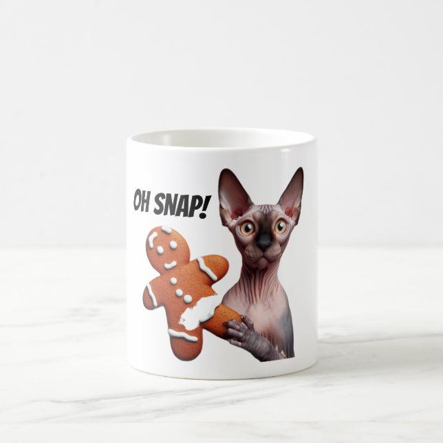Caneca De Café Sphynx Cat Gingerbird Cookie Oh Engraçado (Centro)