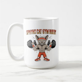 Caneca De Café Sphynx Cat Gym Buddy Cartoon Fitness Art