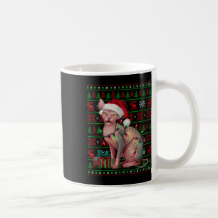 Caneca De Café Sphynx Cat Xmas Luzes Feias Santa Hat Sphynx Cat C
