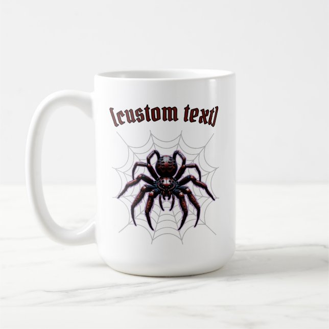 Caneca De Café Spider Spooky - Texto Personalizado (Esquerda)
