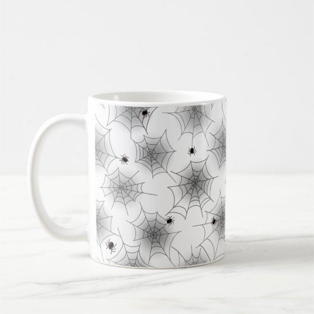 Caneca De Café Spider Web Black and White Halloween Mug (Esquerda)