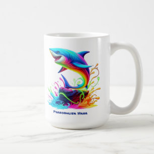 Caneca De Café Splash Colorido de Tubarão