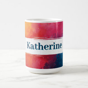 Caneca De Café Splash de Pintor de Aquarela Vibrante com Nome Per