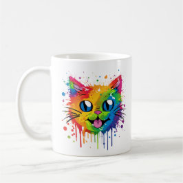 Caneca De Café Splat Cat Rainbow Design Mug