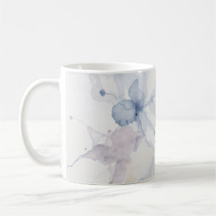 Caneca De Café Splat de Tinta Fluida Azul e Roxo Pastel Abstrato