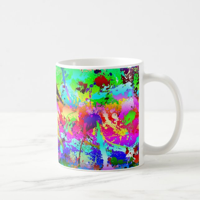 Caneca De Café Splatter de néon legal do arco-íris (Direita)