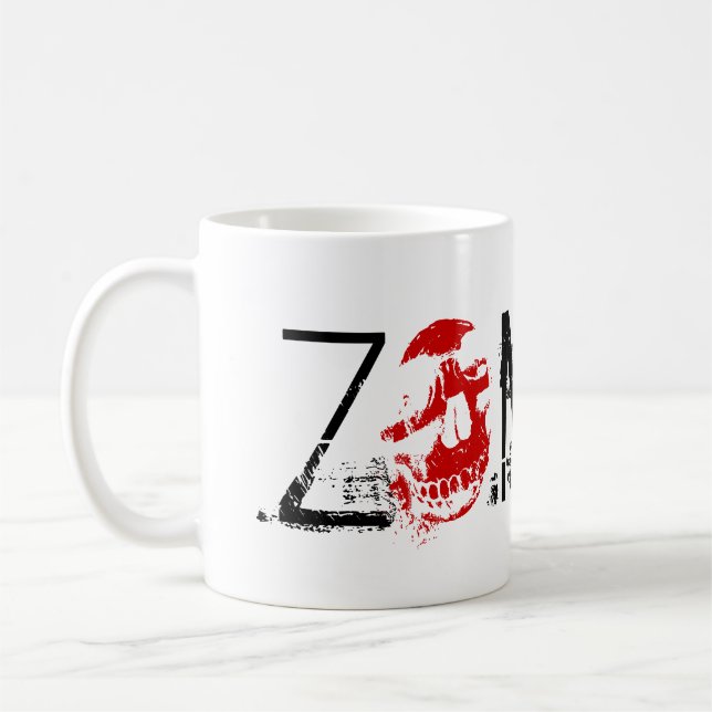 Caneca De Café Splatter do sangue do zombi e crânio vermelho - (Esquerda)