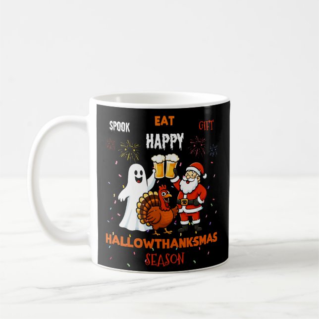 Caneca De Café Spook Eat Happy Gift Hallowthanksmas Season (Esquerda)