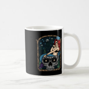 Caneca De Café Spookeen Halloween Gótico Skull Mermaid