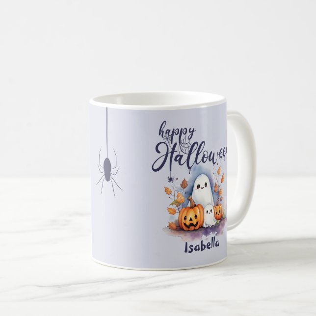 Caneca De Café Spookeen Pumpkin Ghost Spider Mug (Frente Esquerda)