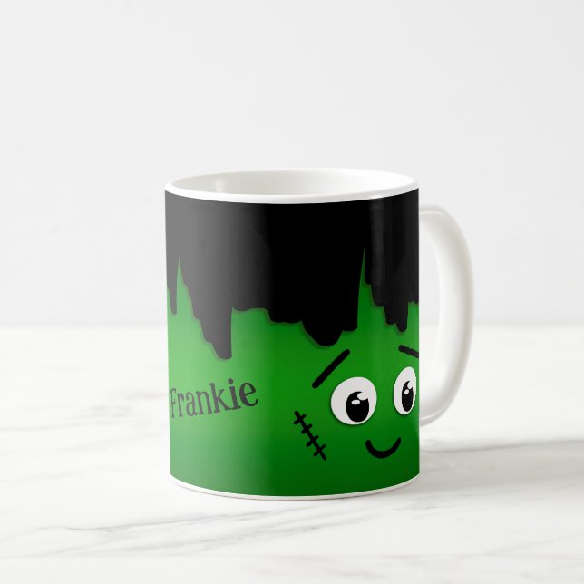 Caneca De Café Spooky Bonito Personalizado Halloween Frankenstein (Frente Esquerda)